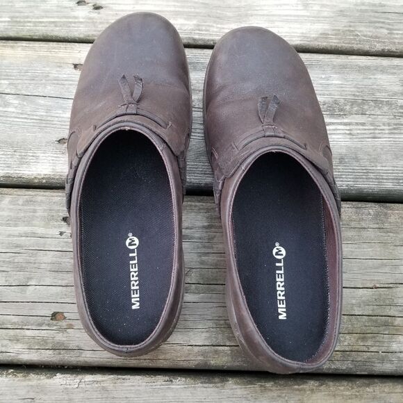 Merrell Encore Bracken Brown Leather Braided Slide Q2 Slip On Shoes Woman's 10 - Picture 3 of 10